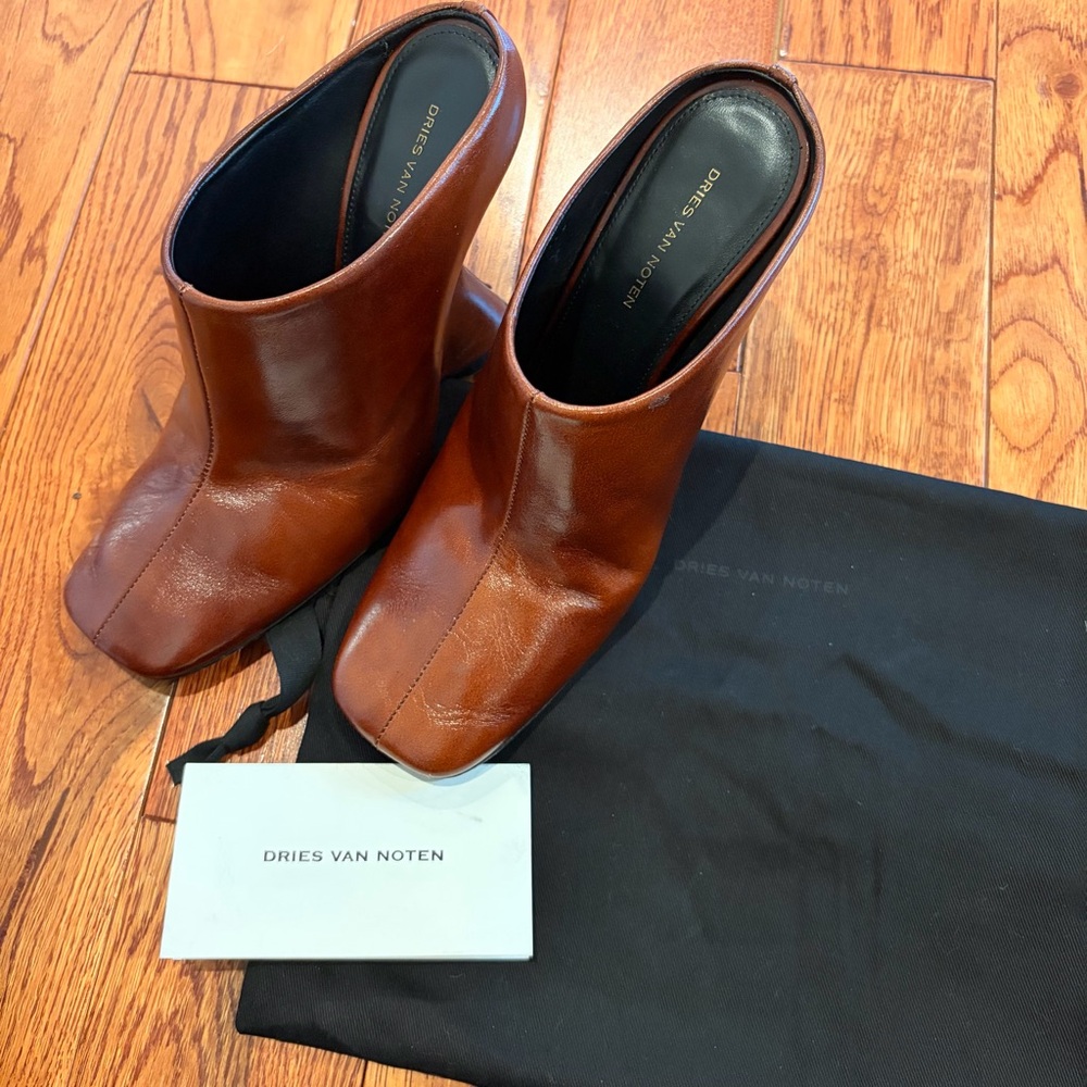 Dries Van Noten Brown Leather Mules - Picture 13 of 14